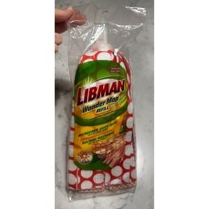 Libman Wonder Mop Refill Microfiber Gripstrips Machine Washable Red White 2001